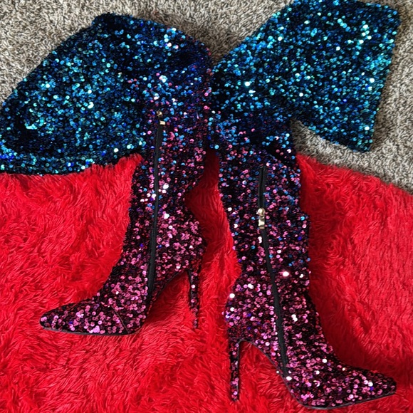 Azalea Wang Thigh High Sequin Boots - Picture 3 of 5
